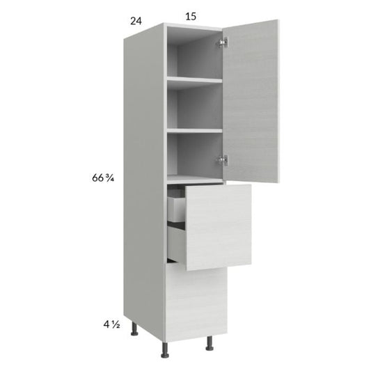 RTA Euro White Grain 15" x 71-1/4" Utility Cabinet with 1 Door, 2 Drawers and 1 Inner Drawer and 2 Finished End Panels