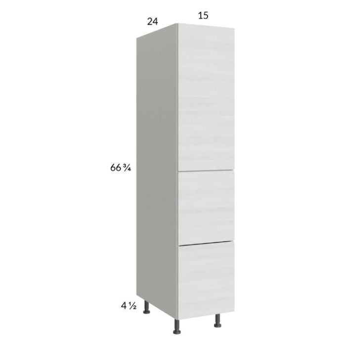 RTA Euro White Grain 15" x 71-1/4" Utility Cabinet with 1 Door and 2 Drawers and 2 Finished End Panels
