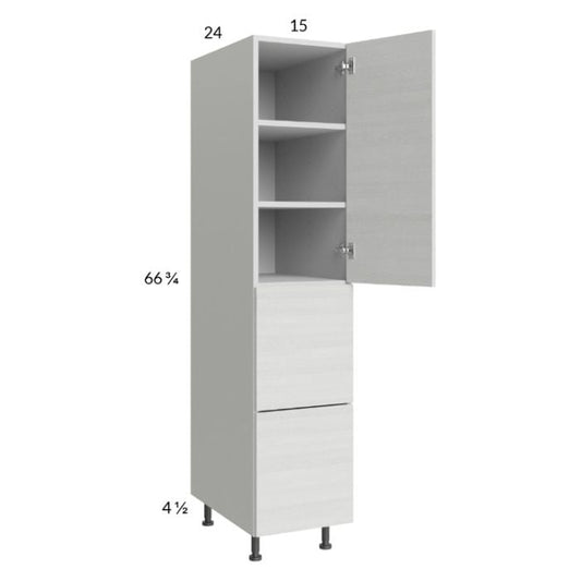 RTA Euro White Grain 15" x 71-1/4" Utility Cabinet with 1 Door and 2 Drawers and 2 Finished End Panels