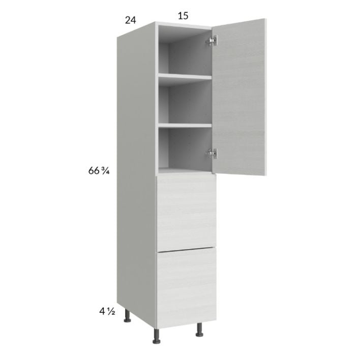 RTA Euro White Grain 15" x 71-1/4" Utility Cabinet with 1 Door and 2 Drawers