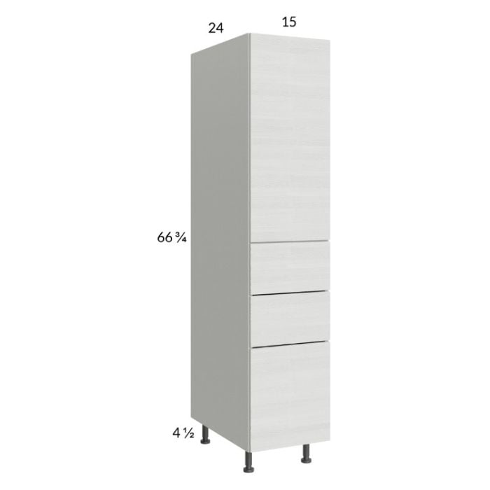 RTA Euro White Grain 15" x 71-1/4" Utility Cabinet with 1 Door and 3 Drawers