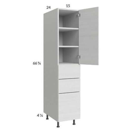 RTA Euro White Grain 15" x 71-1/4" Utility Cabinet with 1 Door and 3 Drawers