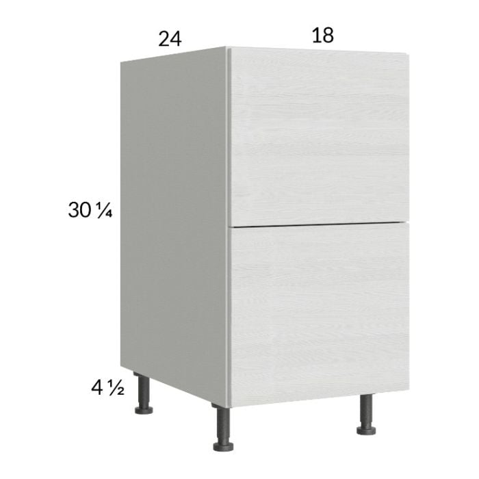 RTA Euro White Grain 18" 2-Drawer Base Cabinet with 1 Inner Drawer and 2 Finished End Panels