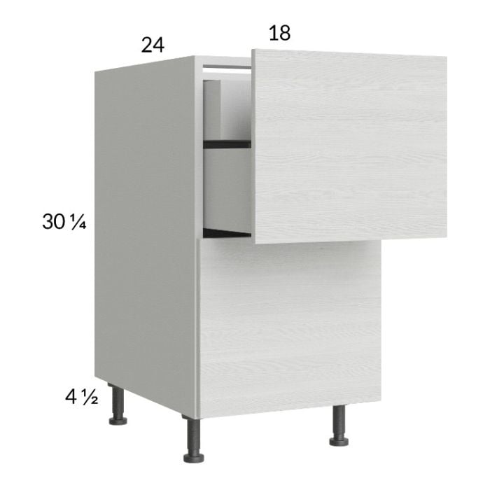 RTA Euro White Grain 18" 2-Drawer Base Cabinet with 1 Inner Drawer