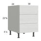RTA Euro White Grain 18" 3-Drawer Desk Base Cabinet