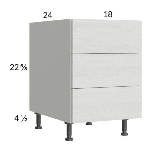 RTA Euro White Grain 18" 3-Drawer Desk Base Cabinet