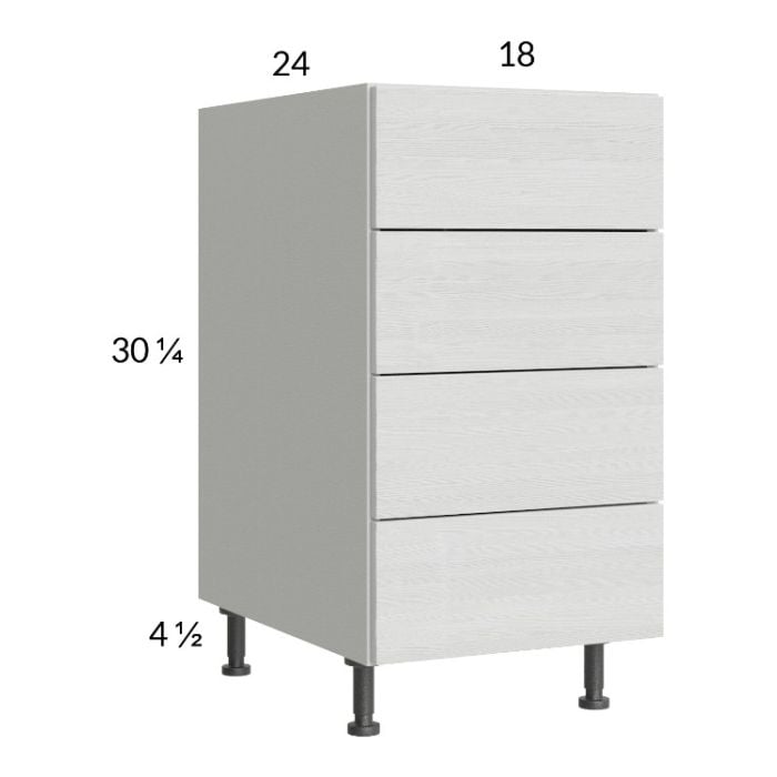 RTA Euro White Grain 18" 4-Drawer Base Cabinet with 1 Finished End Panel