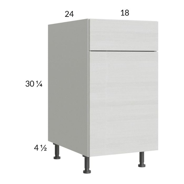 RTA Euro White Grain 18" Base Cabinet with Double Trashcan Pullout