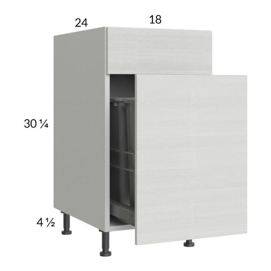 RTA Euro White Grain 18" Base Cabinet with Double Trashcan Pullout