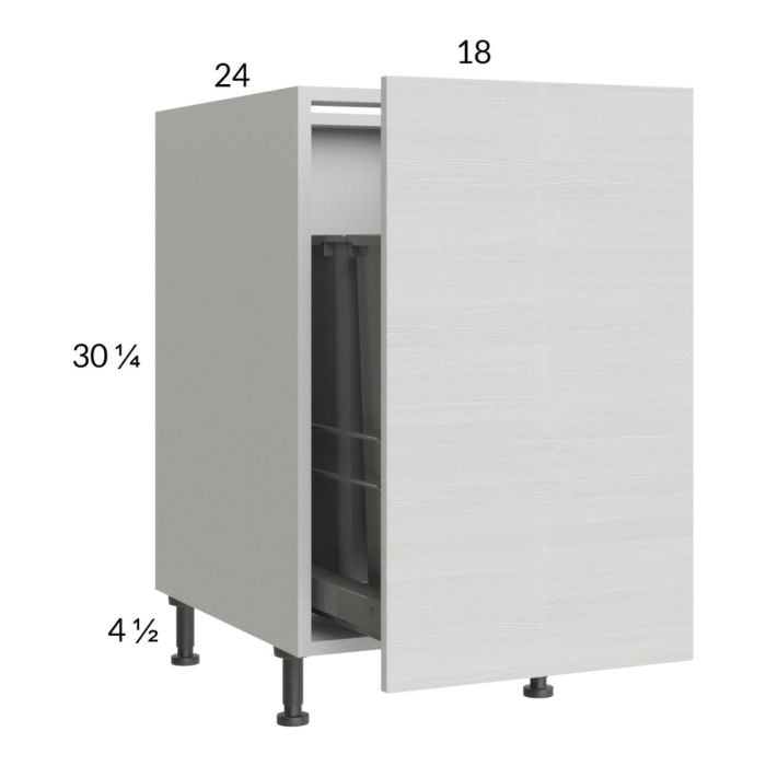 RTA Euro White Grain 18" Full Height Door Base Cabinet with Double Trashcan Pullout