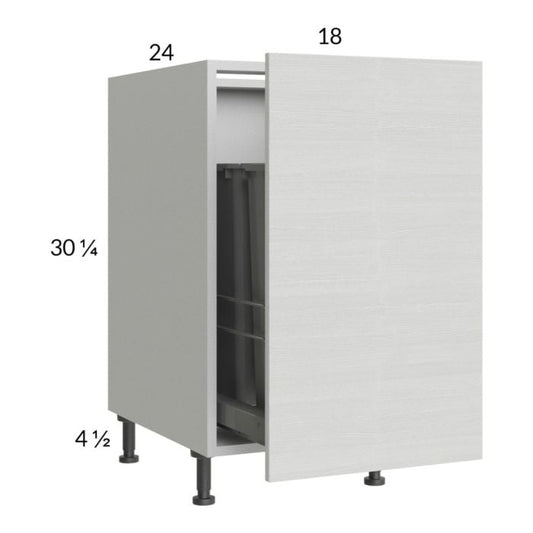 RTA Euro White Grain 18" Full Height Door Base Cabinet with Double Trashcan Pullout