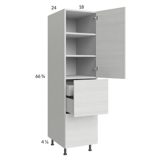 RTA Euro White Grain 18" x 71-1/4" Utility Cabinet with 1 Door, 2 Drawers and 1 Inner Drawer and 1 Finished End Panel