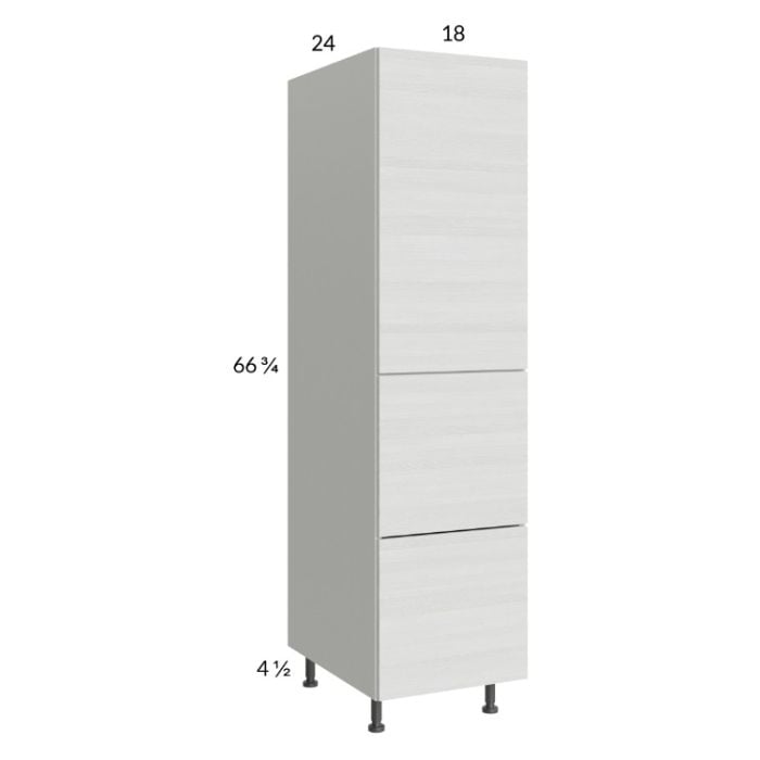 RTA Euro White Grain 18" x 71-1/4" Utility Cabinet with 1 Door, 2 Drawers and 1 Inner Drawer and 2 Finished End Panels