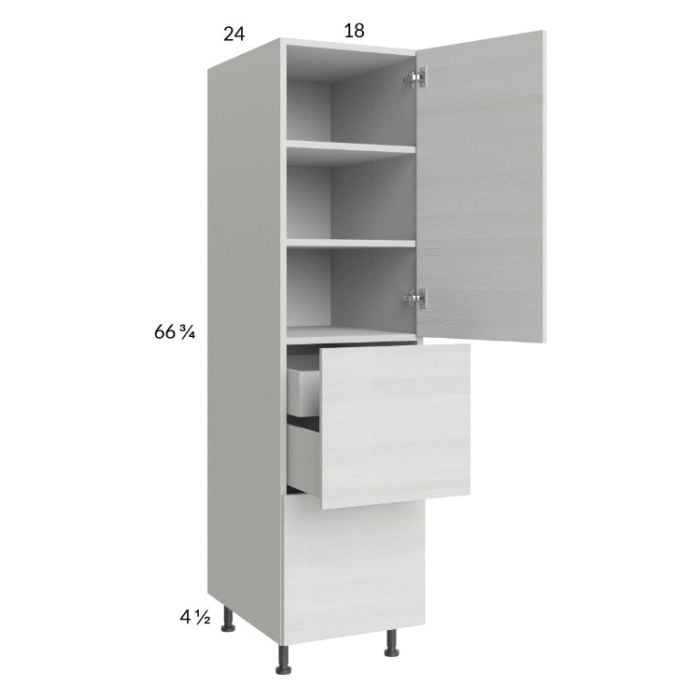 RTA Euro White Grain 18" x 71-1/4" Utility Cabinet with 1 Door, 2 Drawers and 1 Inner Drawer
