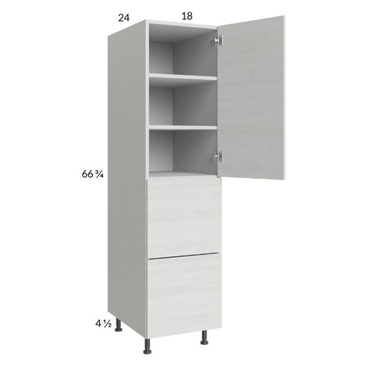 RTA Euro White Grain 18" x 71-1/4" Utility Cabinet with 1 Door and 2 Drawers and 1 Finished End Panel
