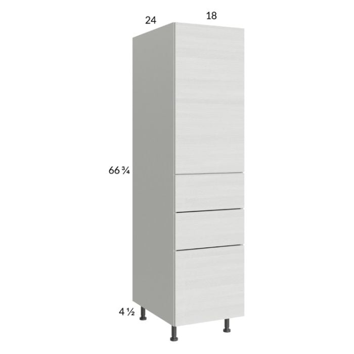 RTA Euro White Grain 18" x 71-1/4" Utility Cabinet with 1 Door and 3 Drawers