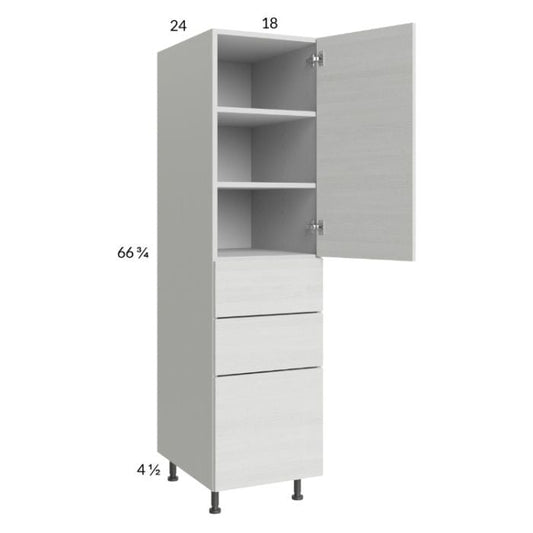 RTA Euro White Grain 18" x 71-1/4" Utility Cabinet with 1 Door and 3 Drawers and 2 Finished End Panels
