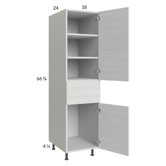 RTA Euro White Grain 18" x 71-1/4" Utility Cabinet with 2 Doors and 1 Drawer and 1 Finished End Panel