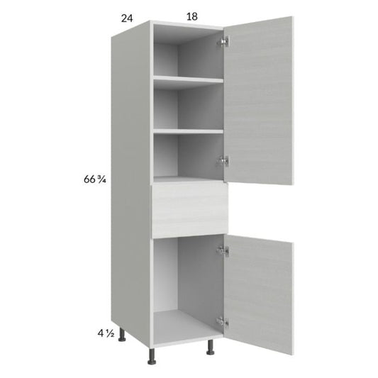 RTA Euro White Grain 18" x 71-1/4" Utility Cabinet with 2 Doors and 1 Drawer and 1 Finished End Panel
