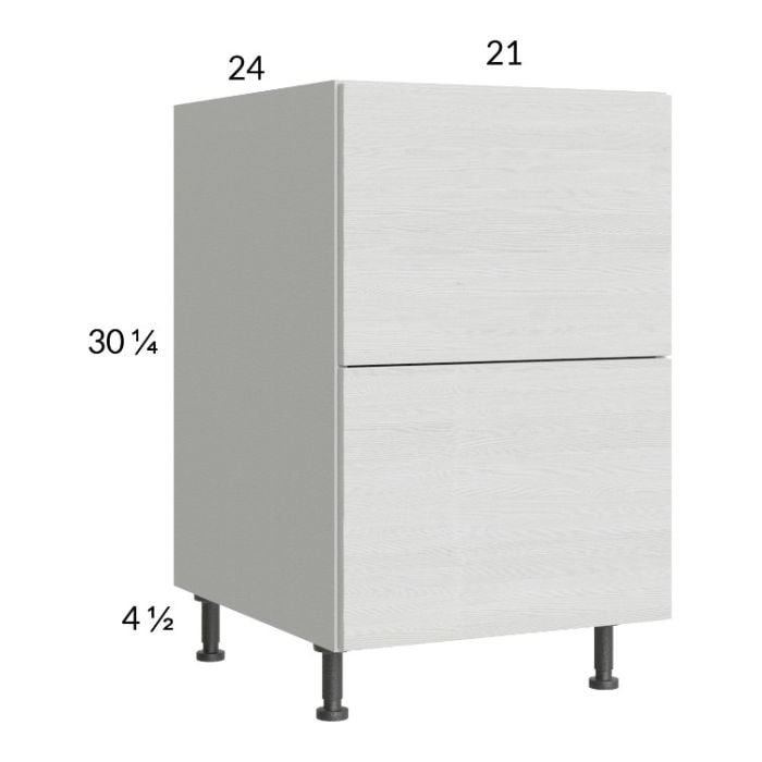 RTA Euro White Grain 21" 2-Drawer Base Cabinet with 2 Finished End Panels