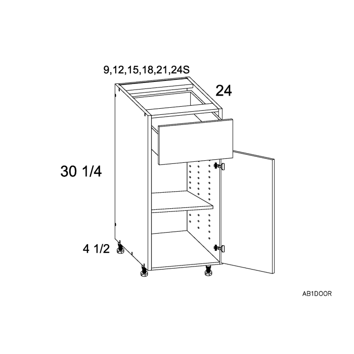 RTA Euro White Grain 21" Base Cabinet