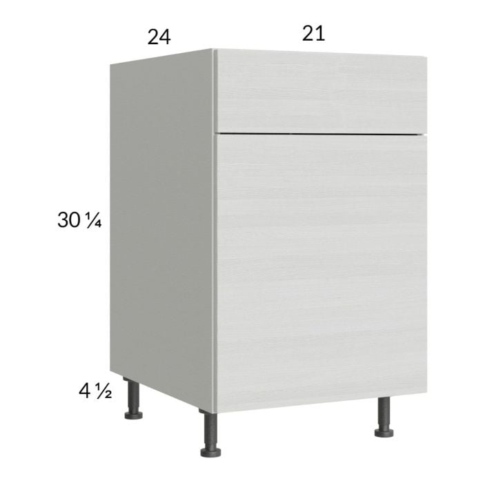 RTA Euro White Grain 21" Base Cabinet with Double Trashcan Pullout