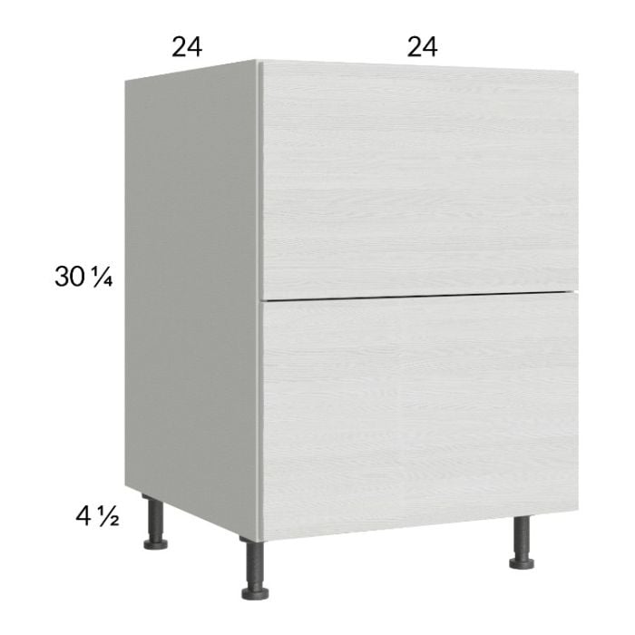 RTA Euro White Grain 24" 2-Drawer Base Cabinet with 1 Inner Drawer