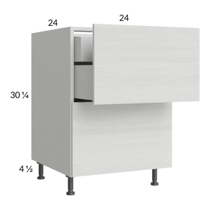 RTA Euro White Grain 24" 2-Drawer Base Cabinet with 1 Inner Drawer