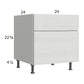 RTA Euro White Grain 24" 2-Drawer Desk Base Cabinet with 1 Finished End Panel