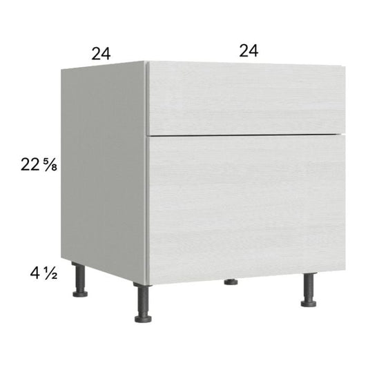 RTA Euro White Grain 24" 2-Drawer Desk Base Cabinet with 1 Finished End Panel