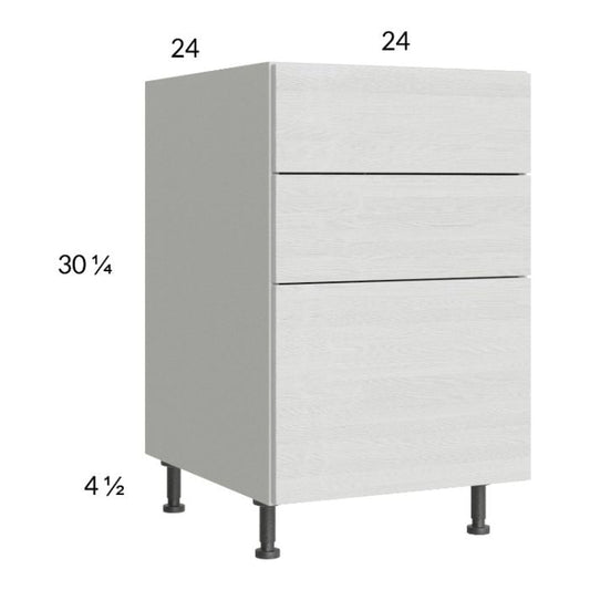 RTA Euro White Grain 24" 2-Drawer Range Base Cabinet with 1 False Drawer Front