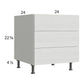 RTA Euro White Grain 24" 3-Drawer Desk Base Cabinet with 2 Finished End Panels