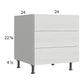 RTA Euro White Grain 24" 3-Drawer Desk Base Cabinet