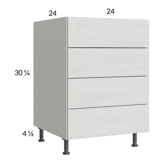 RTA Euro White Grain 24" 3-Drawer Range Base Cabinet with 1 False Drawer Front and 2 Finished End Panels