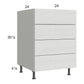RTA Euro White Grain 24" 3-Drawer Range Base Cabinet with 1 False Drawer Front