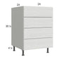 RTA Euro White Grain 24" 4-Drawer Base Cabinet with 2 Finished End Panels