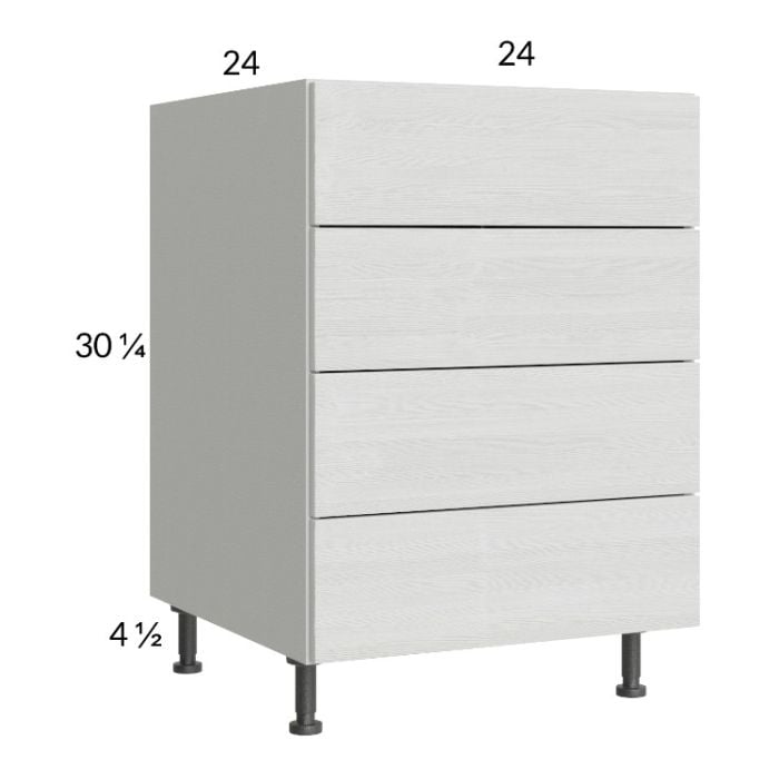 RTA Euro White Grain 24" 4-Drawer Base Cabinet with 2 Finished End Panels