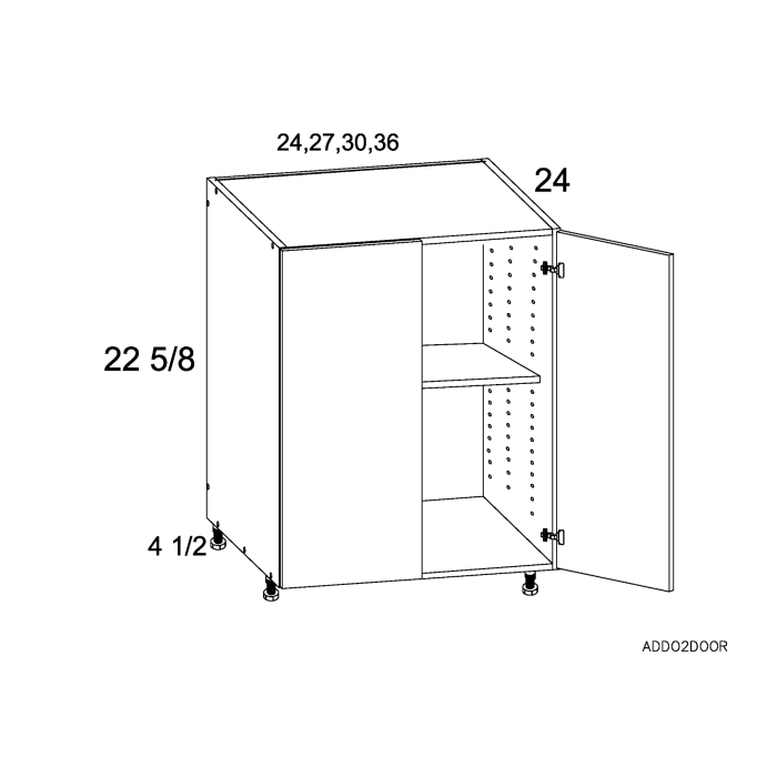 RTA Euro White Grain 24" Full Height Door Desk Base Cabinet