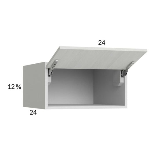 RTA Euro White Grain 24" x 12-5/8" x 24" Flip Up Door Wall Cabinet with 2 Finished End Panels
