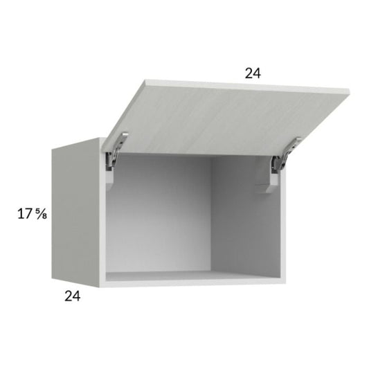 RTA Euro White Grain 24" x 17-5/8" x 24" Flip Up Door Wall Cabinet with 1 Finished End Panel