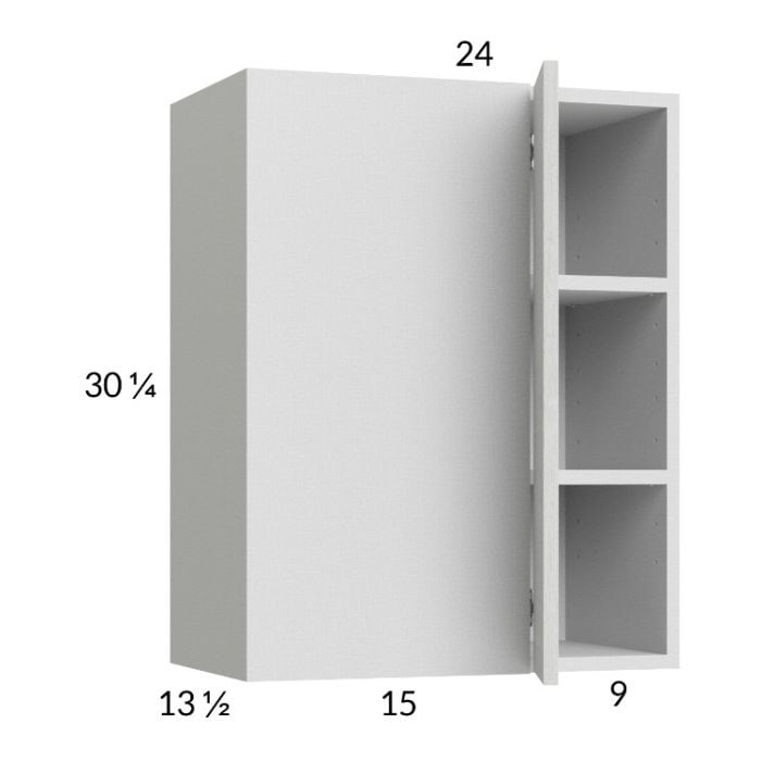 RTA Euro White Grain 24" x 30-1/4" Blind Corner Wall Cabinet with 2 Finished End Panels