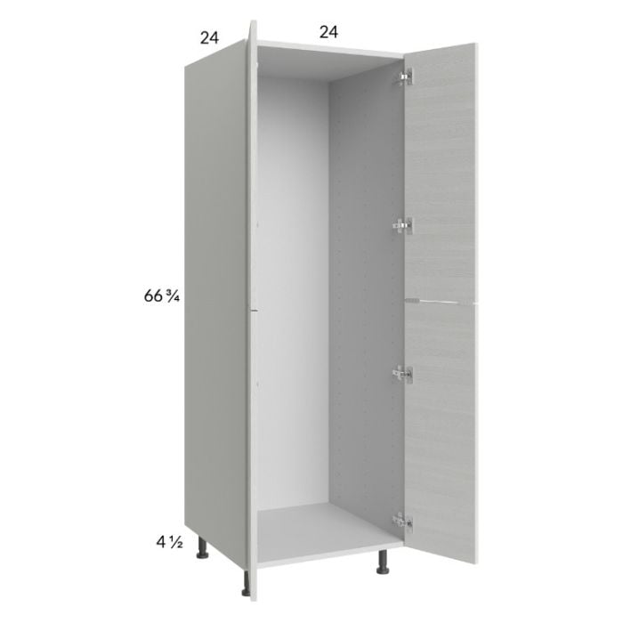 RTA Euro White Grain 24" x 71-1/4" Open Utility Cabinet with 2 Doors and 1 Finished End Panel