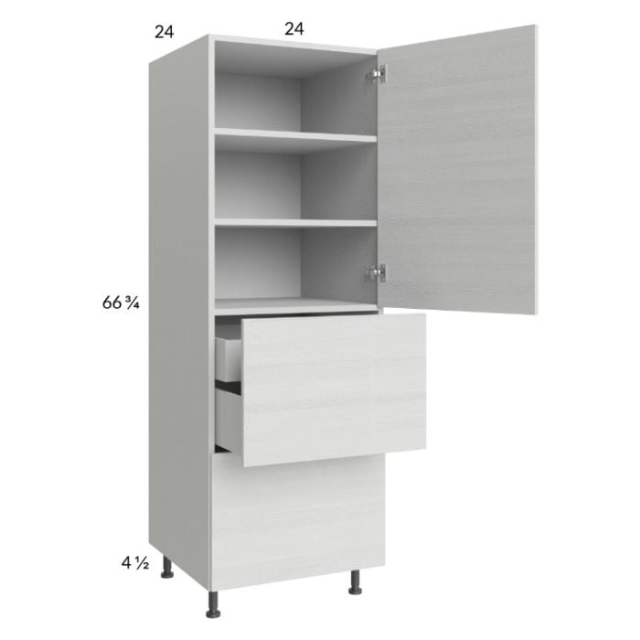 RTA Euro White Grain 24" x 71-1/4" Utility Cabinet with 1 Door, 2 Drawers and 1 Inner Drawer
