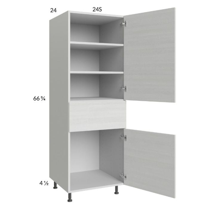 RTA Euro White Grain 24" x 71-1/4" Utility Cabinet with 1 Door and 1 Drawerand 2 Finished End Panels
