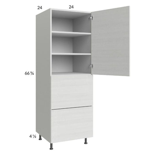RTA Euro White Grain 24" x 71-1/4" Utility Cabinet with 1 Door and 2 Drawers and 2 Finished End Panels
