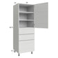 RTA Euro White Grain 24" x 71-1/4" Utility Cabinet with 1 Door and 3 Drawers and 1 Finished End Panel
