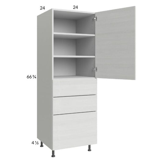 RTA Euro White Grain 24" x 71-1/4" Utility Cabinet with 1 Door and 3 Drawers and 2 Finished End Panels