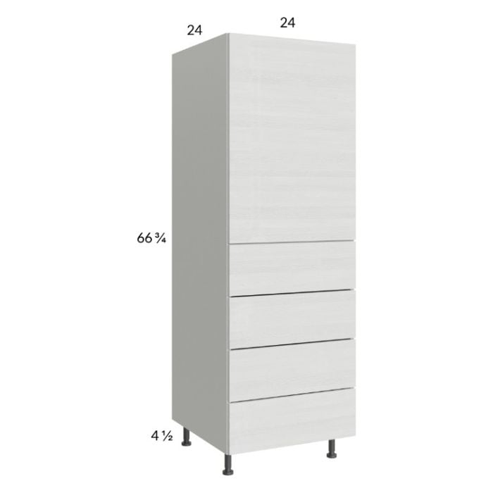 RTA Euro White Grain 24" x 71-1/4" Utility Cabinet with 1 Door and 4 Drawers