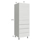 RTA Euro White Grain 24" x 71-1/4" Utility Cabinet with 1 Door and 4 Drawers and 1 Finished End Panel