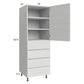 RTA Euro White Grain 24" x 71-1/4" Utility Cabinet with 1 Door and 4 Drawers